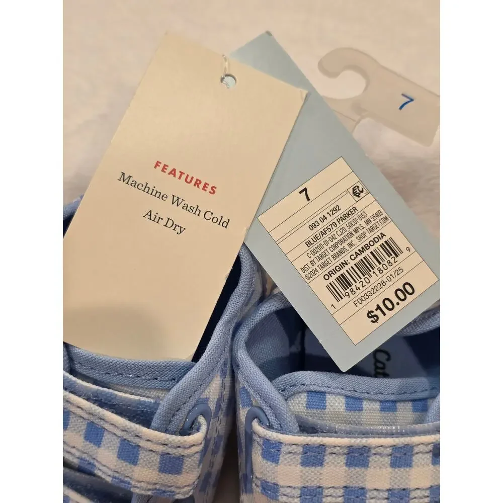 Cat & Jack Little Girls Shoes Plaid 7 NWT